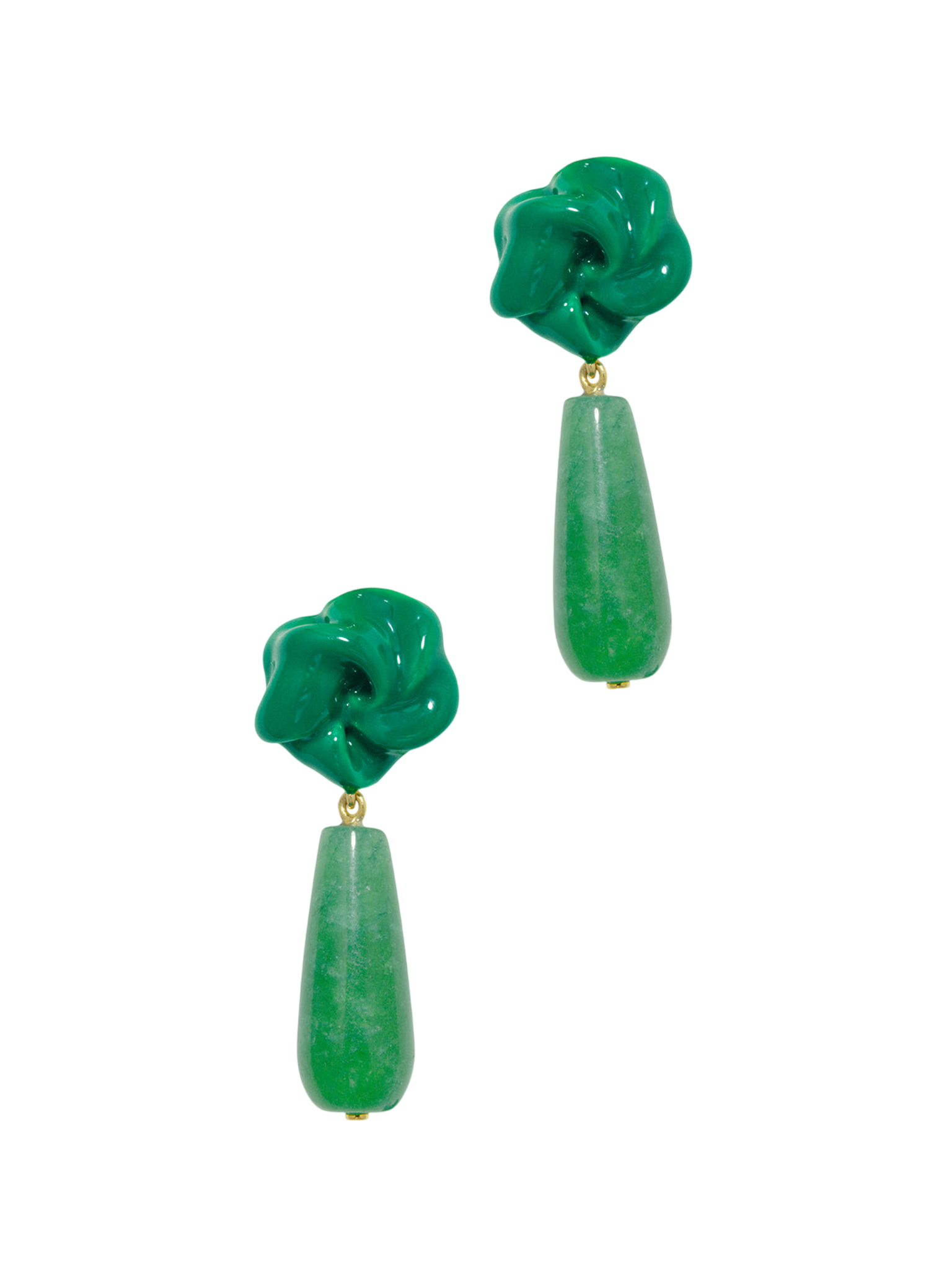 The depths of time - chalcedony and enamel recycled gold vermeil earring